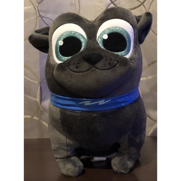 Disney Puppy Dog Pals Bingo Plush 10" Gray Pug Stuffed Animal Toy Blue Collar - Picture 8 of 10